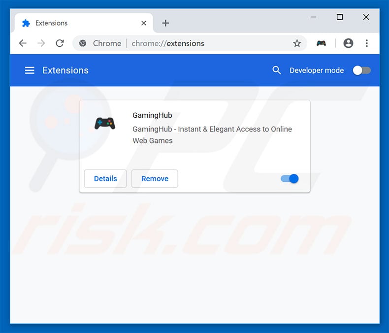 Removing gaminghub.online related Google Chrome extensions