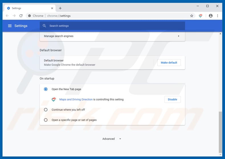 Removing search.hmapsanddrivingdirection.com from Google Chrome homepage