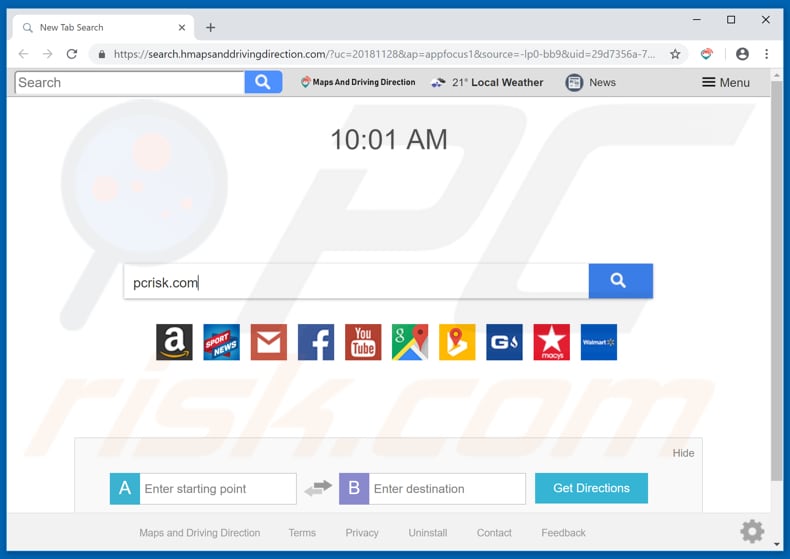 search.hmapsanddrivingdirection.com browser hijacker