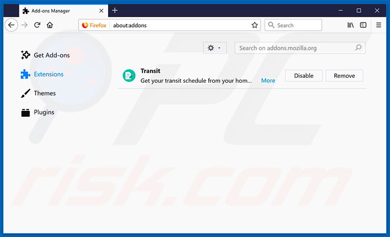 Removing search.htransitlocator.co related Mozilla Firefox extensions