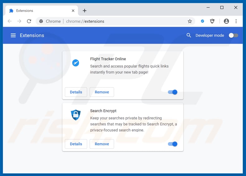 Removing search.htrackflightsnow.net related Google Chrome extensions