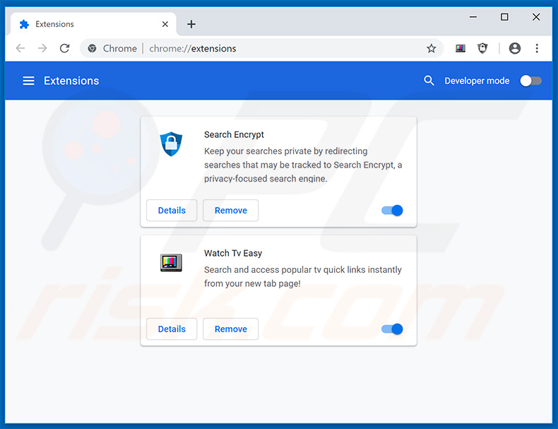 Removing search.hwatchtveasy.com related Google Chrome extensions