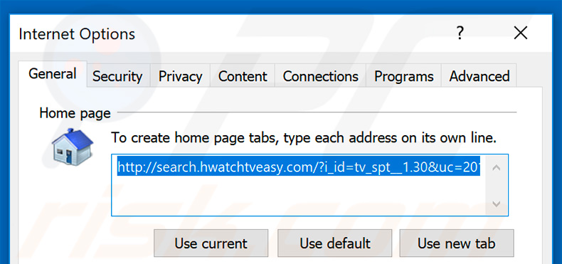 Removing search.hwatchtveasy.com from Internet Explorer homepage