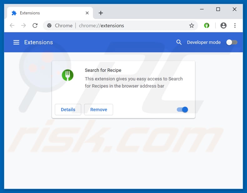 Removing searchforrecipes-svc.com related Google Chrome extensions