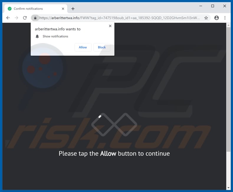 arberittertwa[.]info pop-up redirects