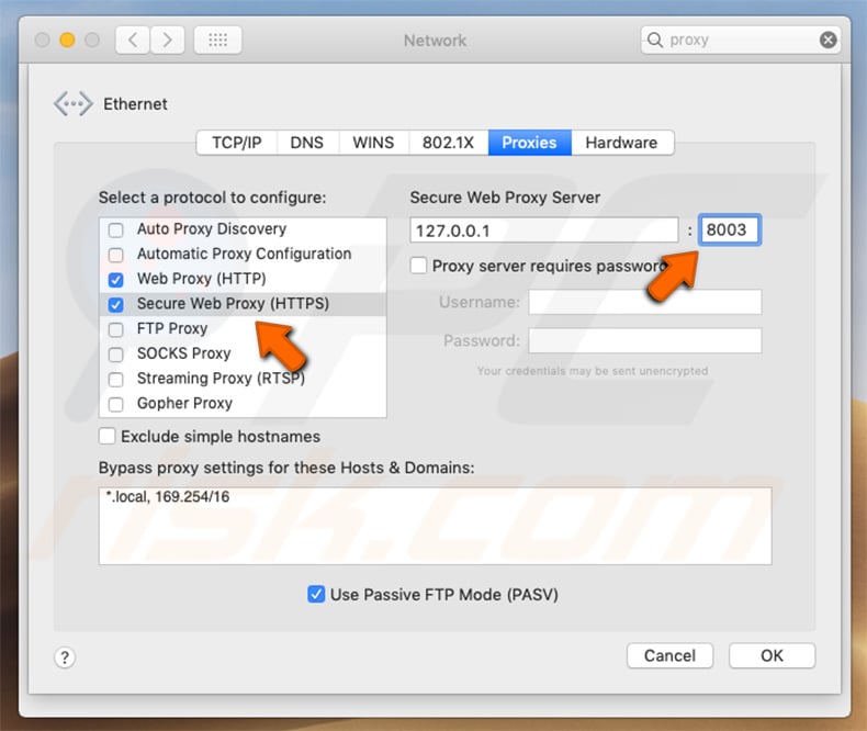 change proxy https settings with chrome for mac