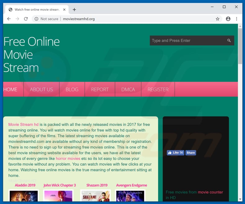 moviestreamhd[.]org pop-up redirects