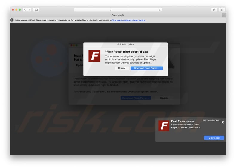 keep getting pop ups on chrome for mac from newstards to update flash player