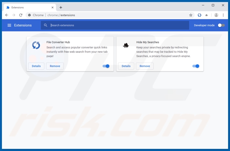 Removing search.fileconverterhubtab.com related Google Chrome extensions