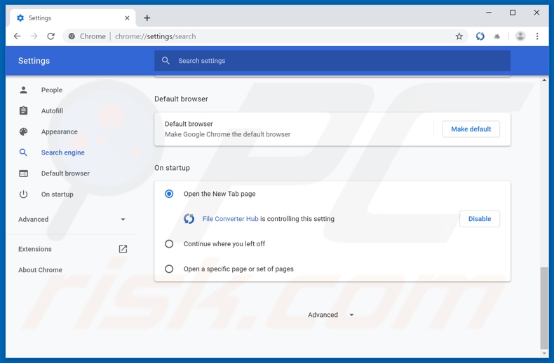 Removing search.fileconverterhubtab.com from Google Chrome homepage
