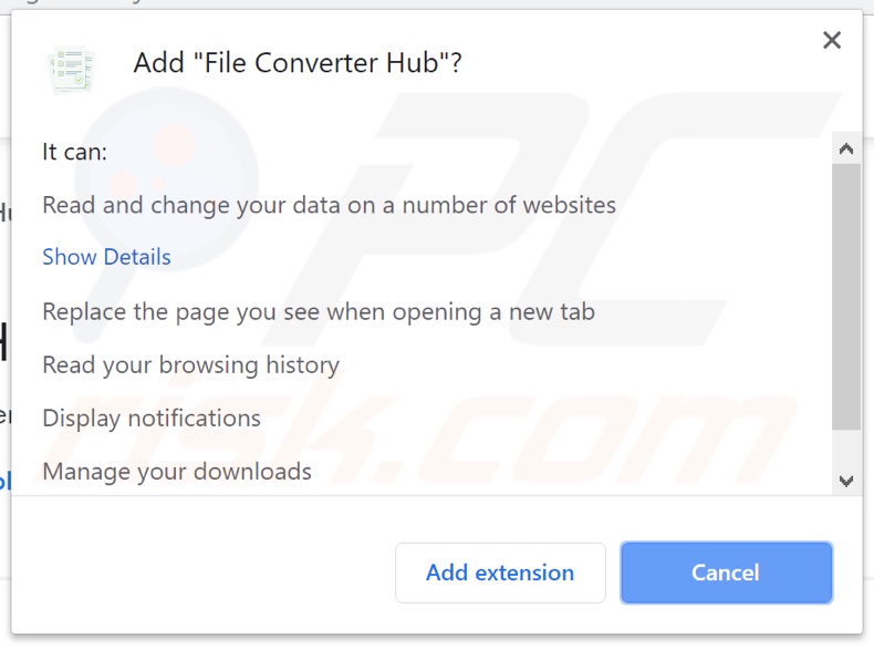 File Converter Hub asking for permissions