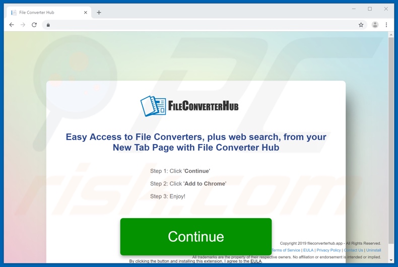 Website used to promote File Converter Hub browser hijacker