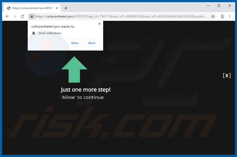 cohecenhetert[.]pro pop-up redirects