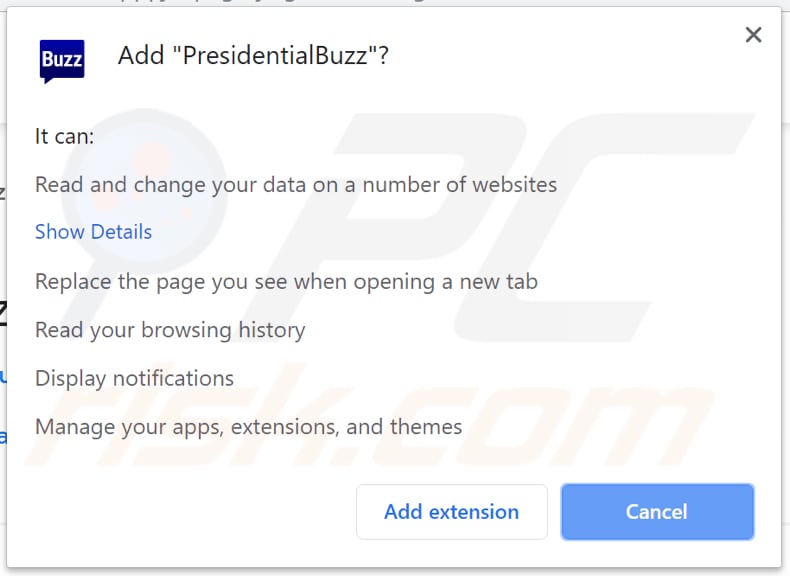 PresidentialBuzz app informs about permissions