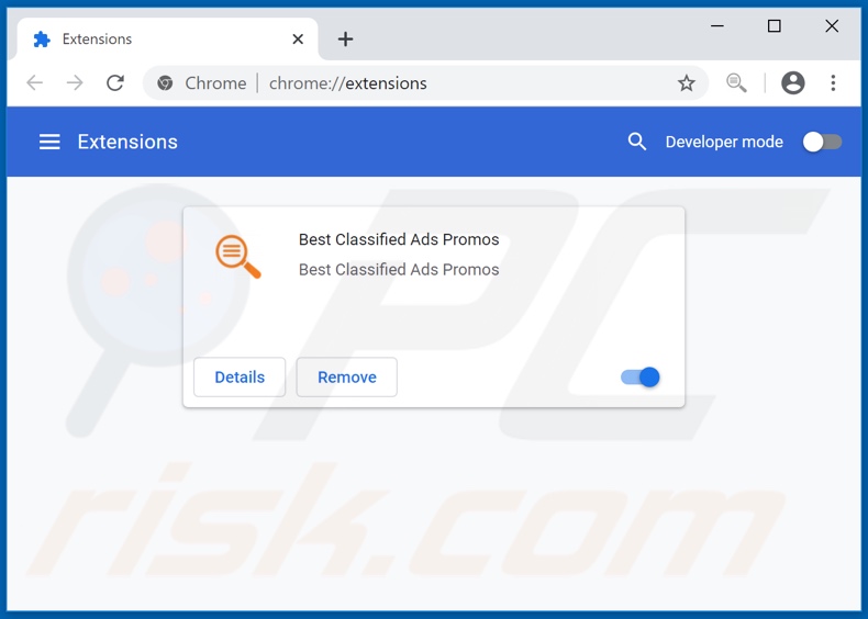 Removing Best Classified Ads Promos ads from Google Chrome step 2