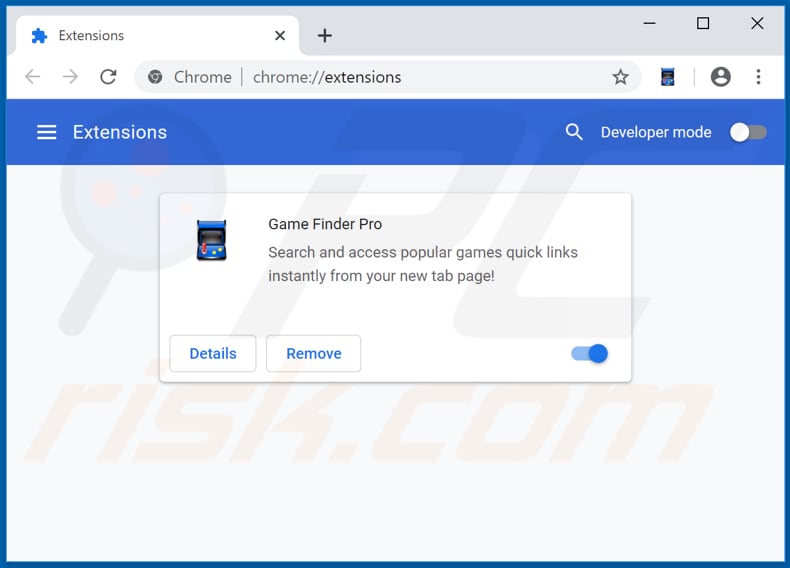 Removing hgamefinderpro.com related Google Chrome extensions