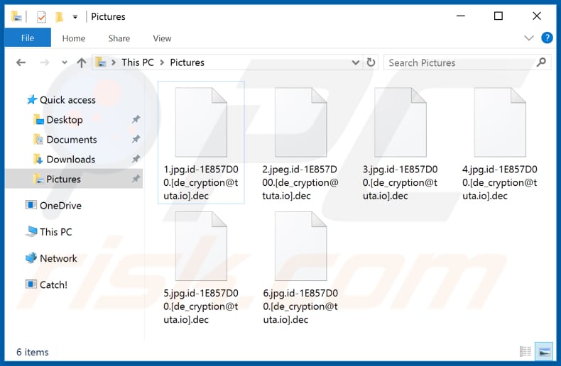 Files encrypted by Dec ransomware (.dec extension)