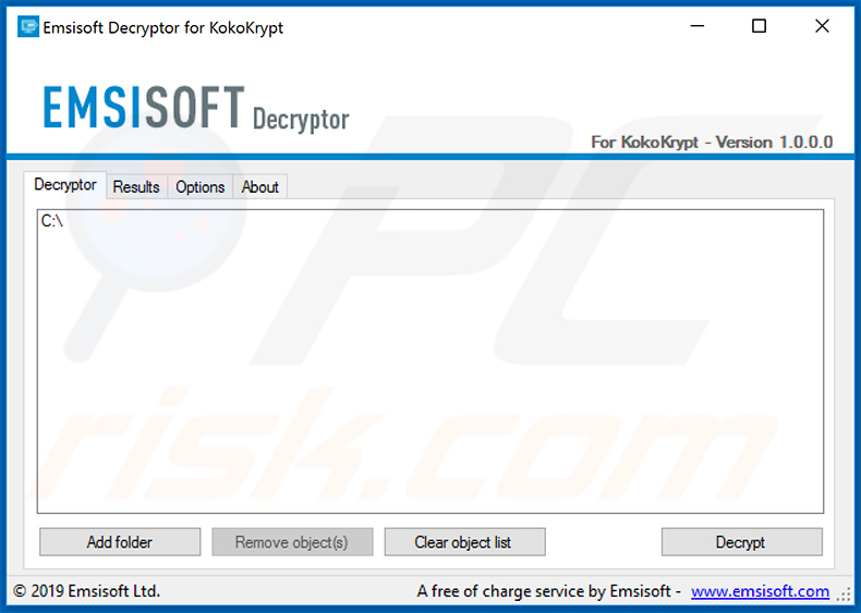 KoKoKrypt ransomware decryptor by Emsisoft