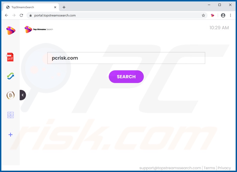 topstreamssearch.com browser hijacker