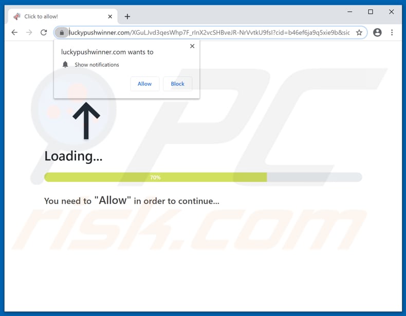 luckypushwinner[.]com pop-up redirects