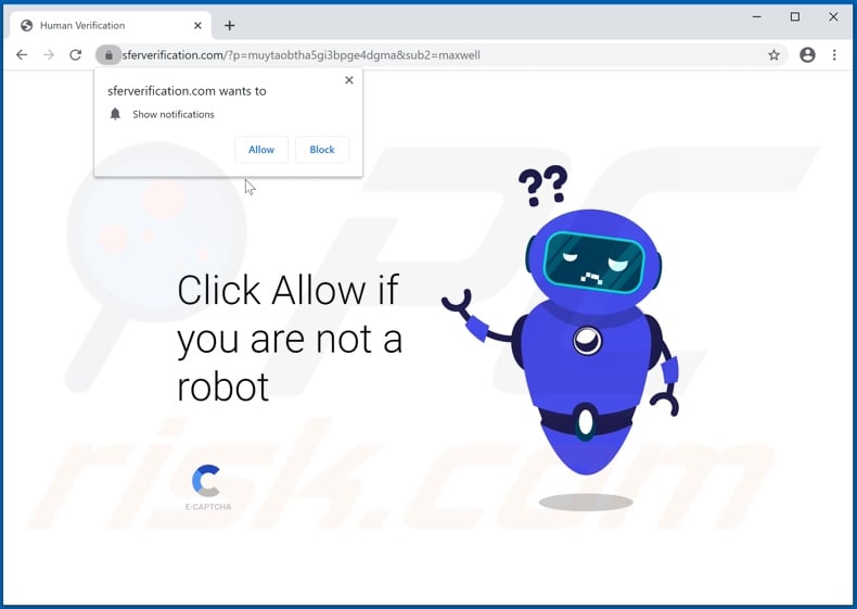 sferverification[.]com pop-up redirects