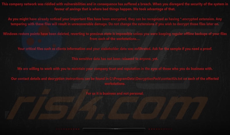 Company Network Was Riddled decrypt instructions (wallpaper)