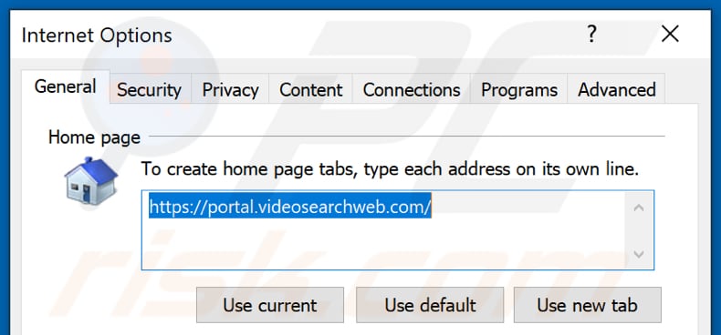 Removing videosearchweb.com from Internet Explorer homepage