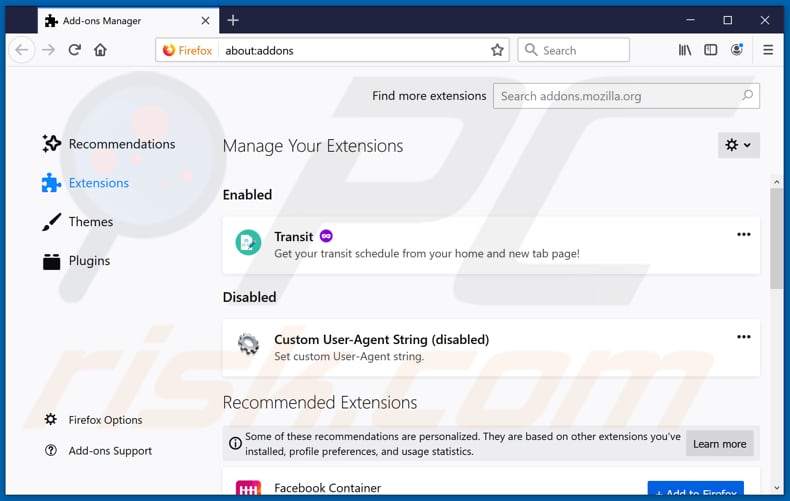 Removing autoincognitosearch.com related Mozilla Firefox extensions