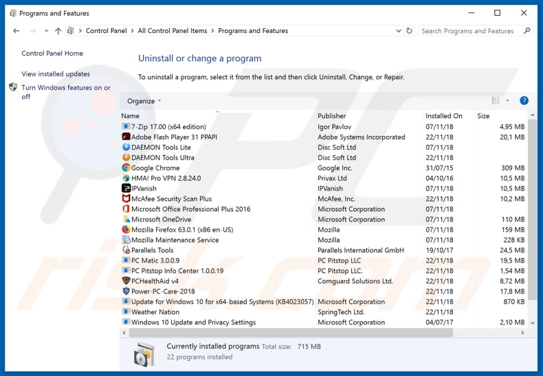 autoincognitosearch.com browser hijacker uninstall via Control Panel