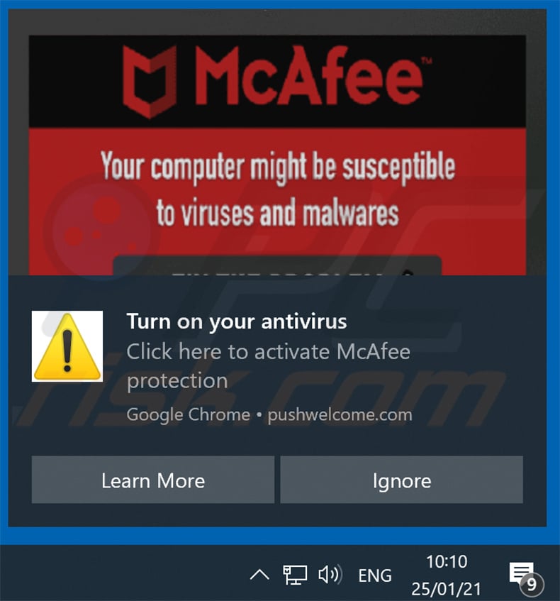 malware warning your mcafee virus protection expires soon