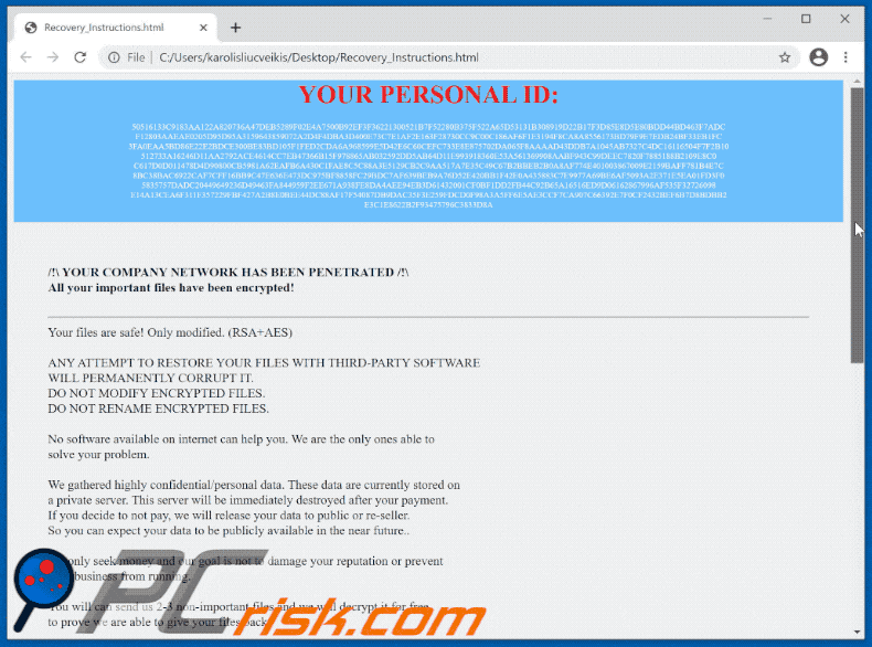 recovery ransomware ransom note Recovery_Instructions.html