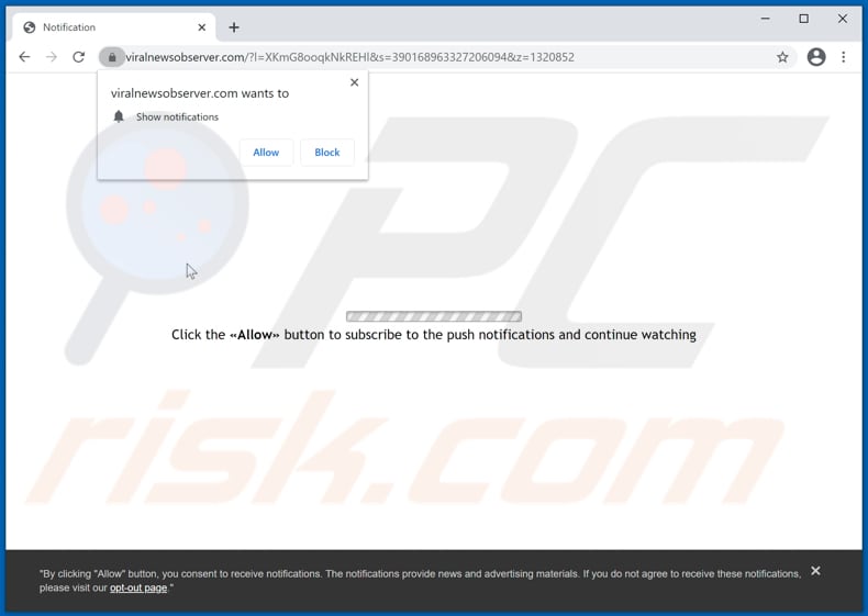 viralnewsobserver[.]com pop-up redirects