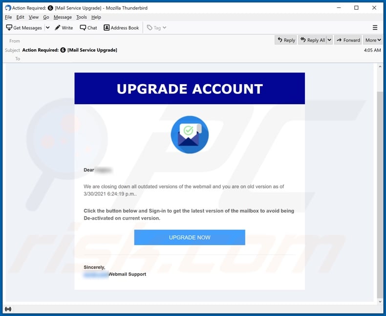 Upgrade Zimbra Account Email Scam - Removal and recovery steps