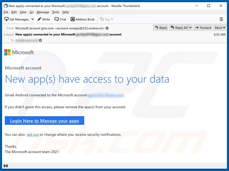 microsoft account activity email