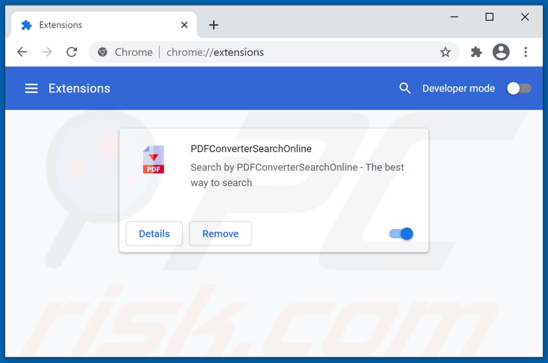 Removing pdfconvertersearchonline.com related Google Chrome extensions