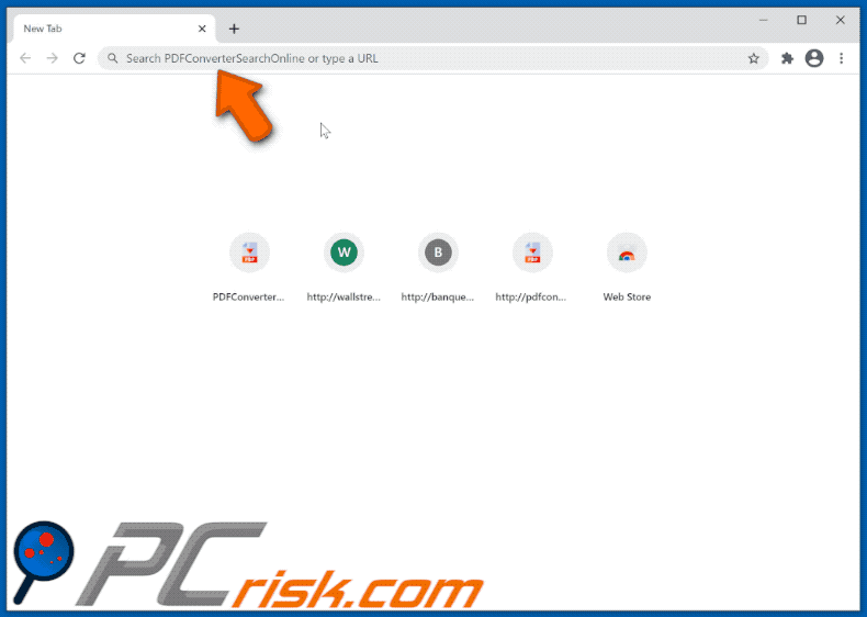 PDFConverterSearchOnline browser hijacker redirecting to searchlee.com (GIF)