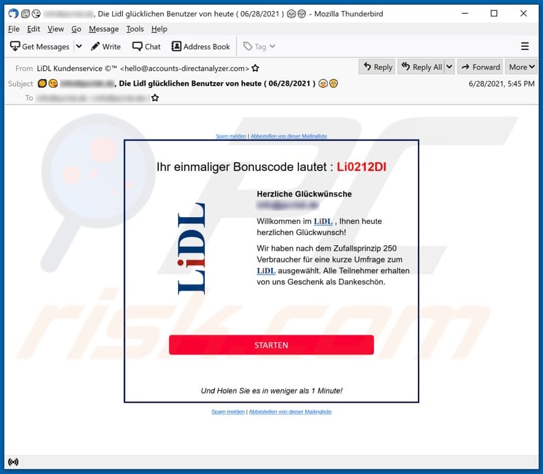 Lidl Email Scam - Removal and recovery steps (updated)