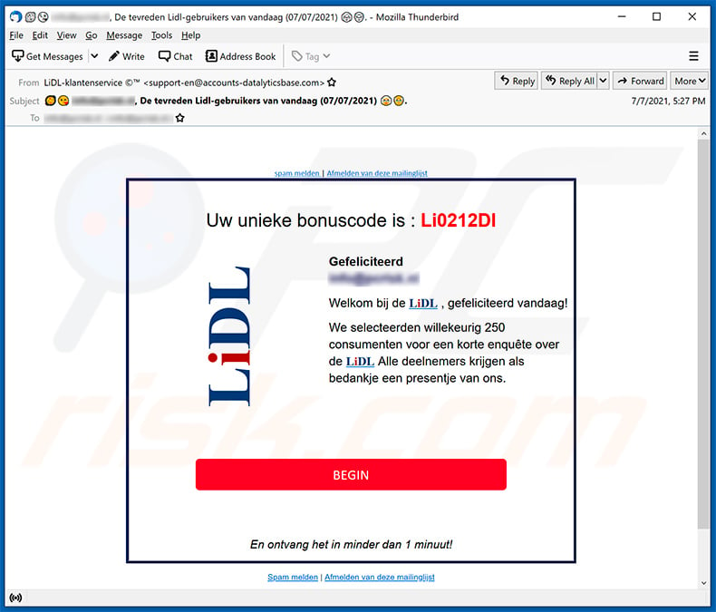 Ondergedompeld gewoon Lima Lidl Email Scam - Removal and recovery steps (updated)