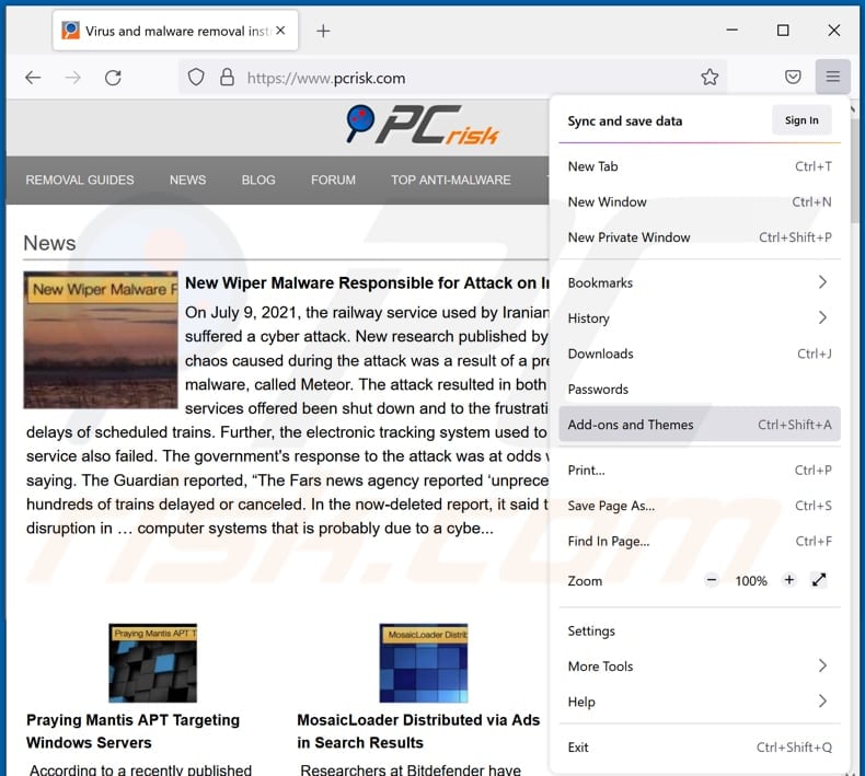 Removing Seismology Lab ads from Mozilla Firefox step 1