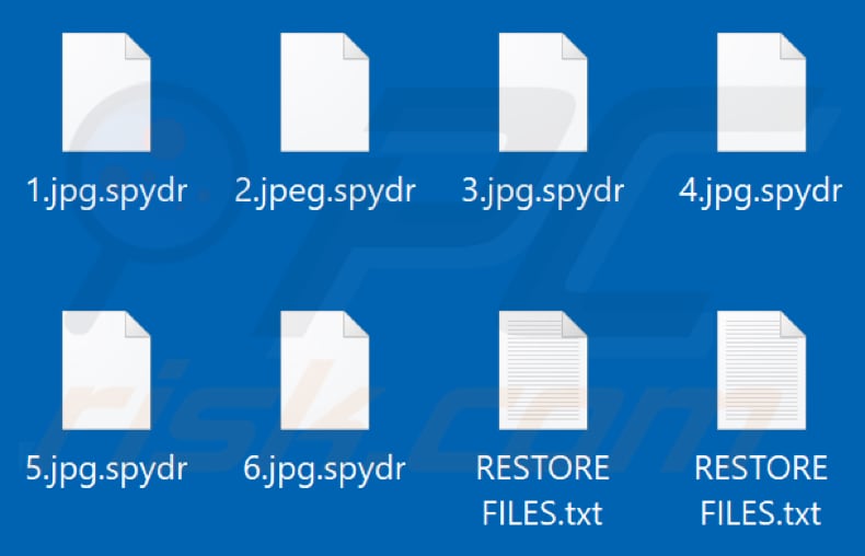 Files encrypted by Spydr ransomware (.spydr extension)