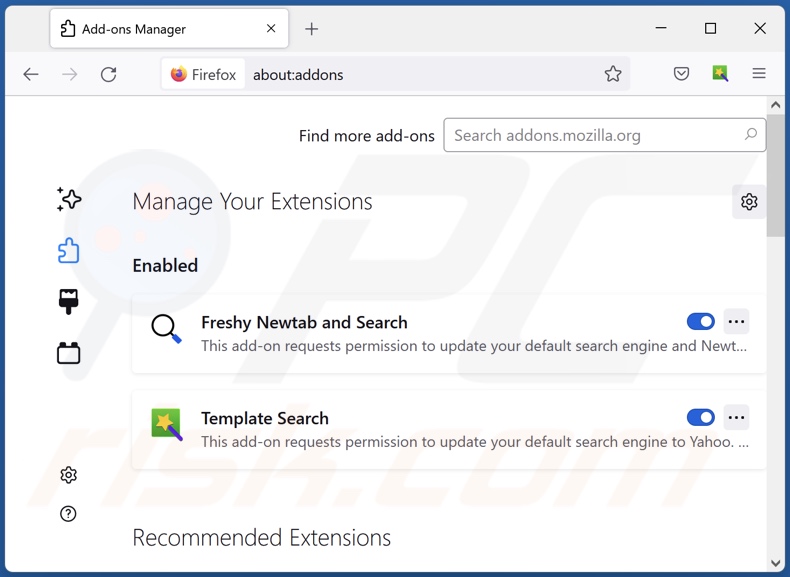 Removing pdffreesearch.com related Mozilla Firefox extensions