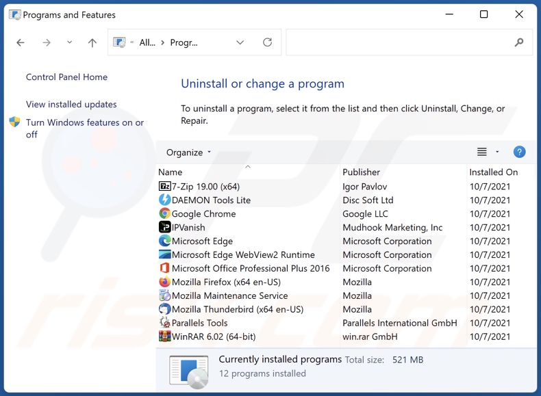 pdffreesearch.com browser hijacker uninstall via Control Panel