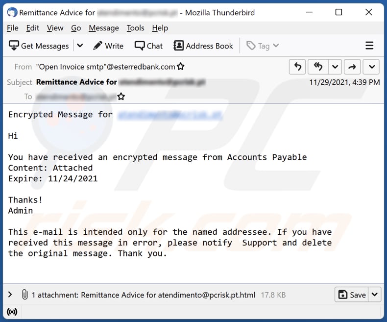 You Have Received An Encrypted Message Email Scam Removal And 