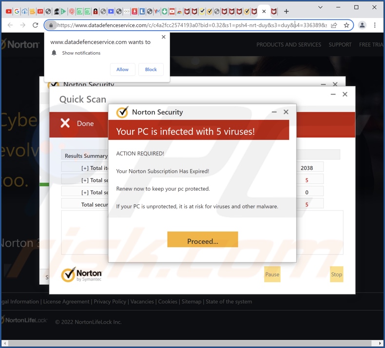 datadefenceservice[.]com pop-up redirects