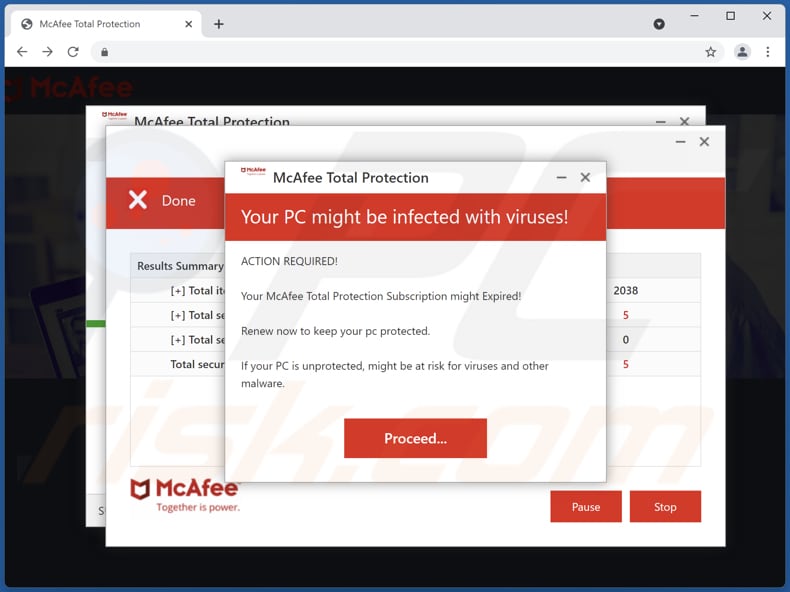 McAfee Total Protection - Your PC Might Be Infected With viruses! POP-UP  Scam - Removal and recovery steps (updated)