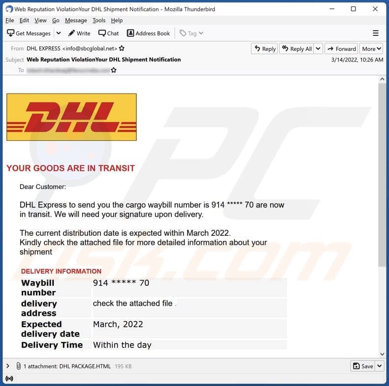 DHL YOUR GOODS ARE IN TRANSIT Email Scam Removal And Recovery Steps