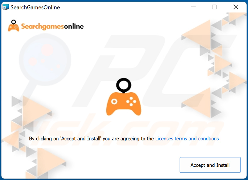 SearchGamesOnline browser hijacker installer setup