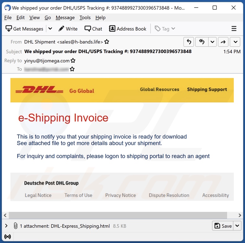 DHL E Shipping Invoice Email Scam Removal And Recovery Steps