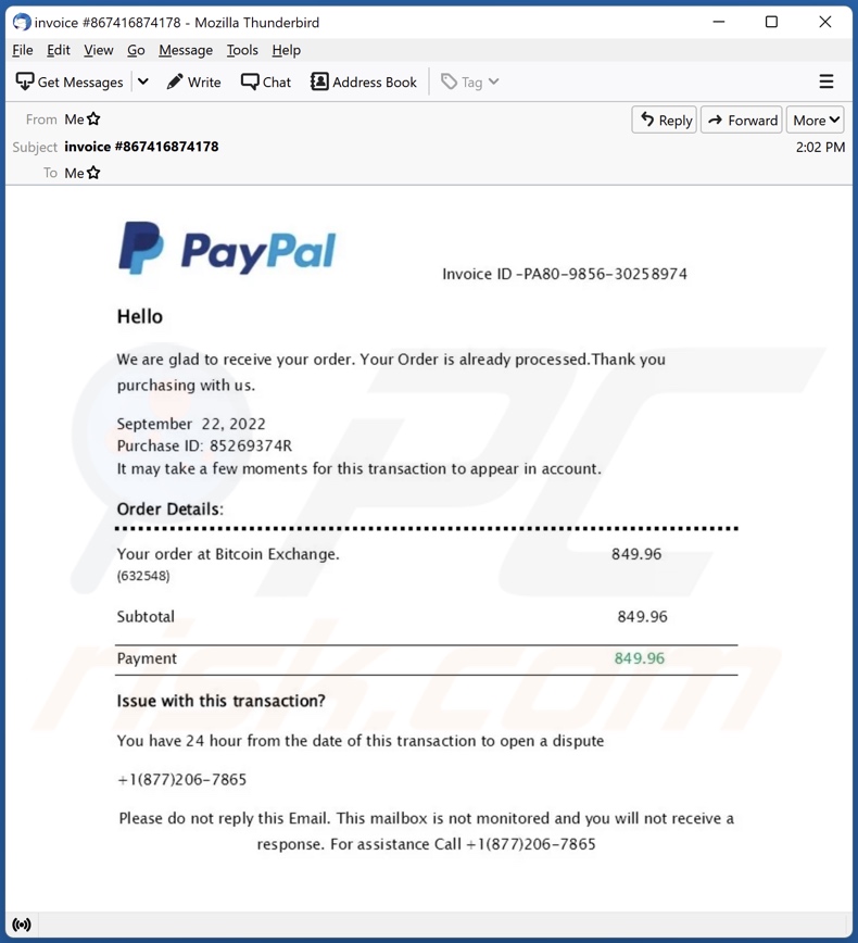 PayPal Your Order Is Already Processed Email Scam Removal And 