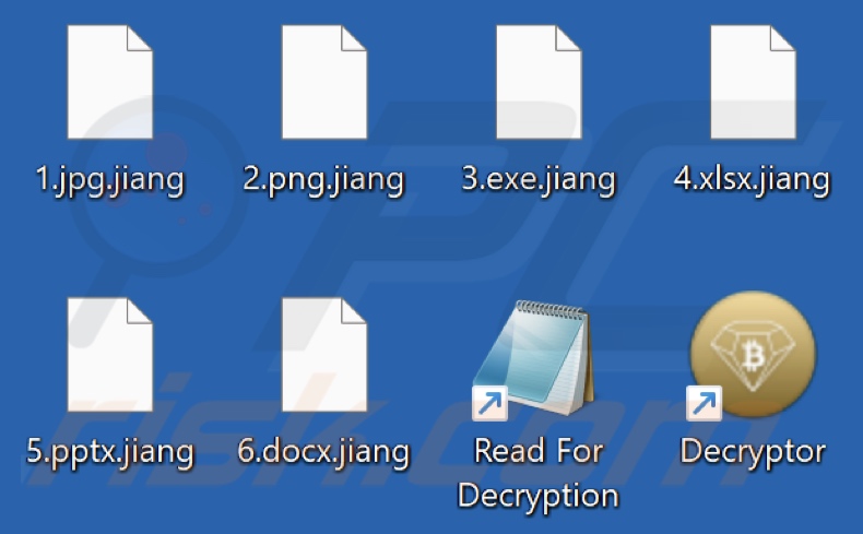 Files encrypted by JiangLocker ransomware (.jiang extension)